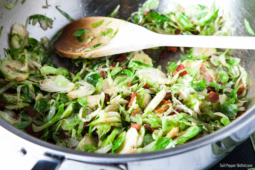 Spaghetti Squash + Brussels Sprouts + Bacon | SaltPepperSkillet.com