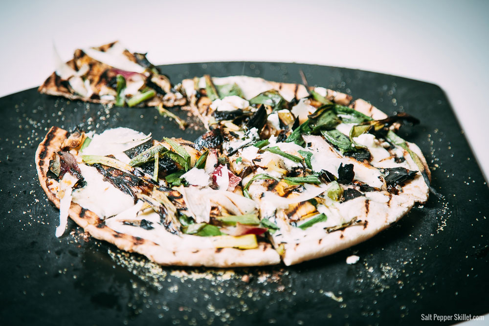 Grilled Spring Onion and Eggplant Pizza