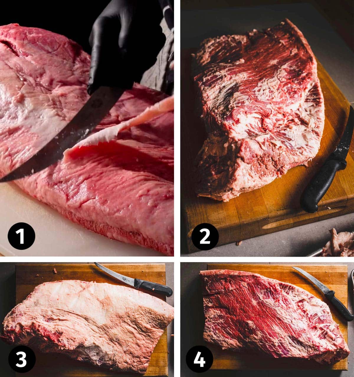 steps to trimming a brisket photo collage
