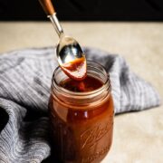 sweet smoky bbq sauce on spoon