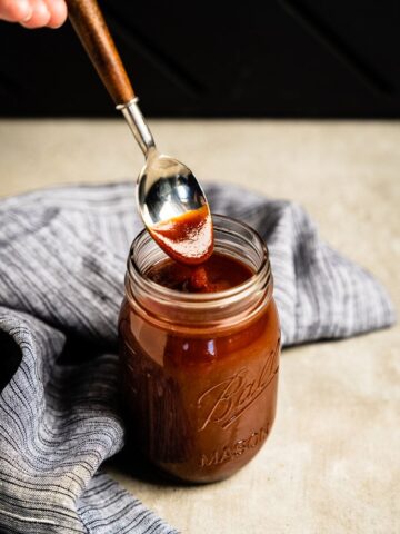 sweet smoky bbq sauce on spoon