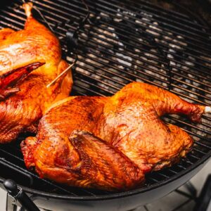 turkey on the grill close up