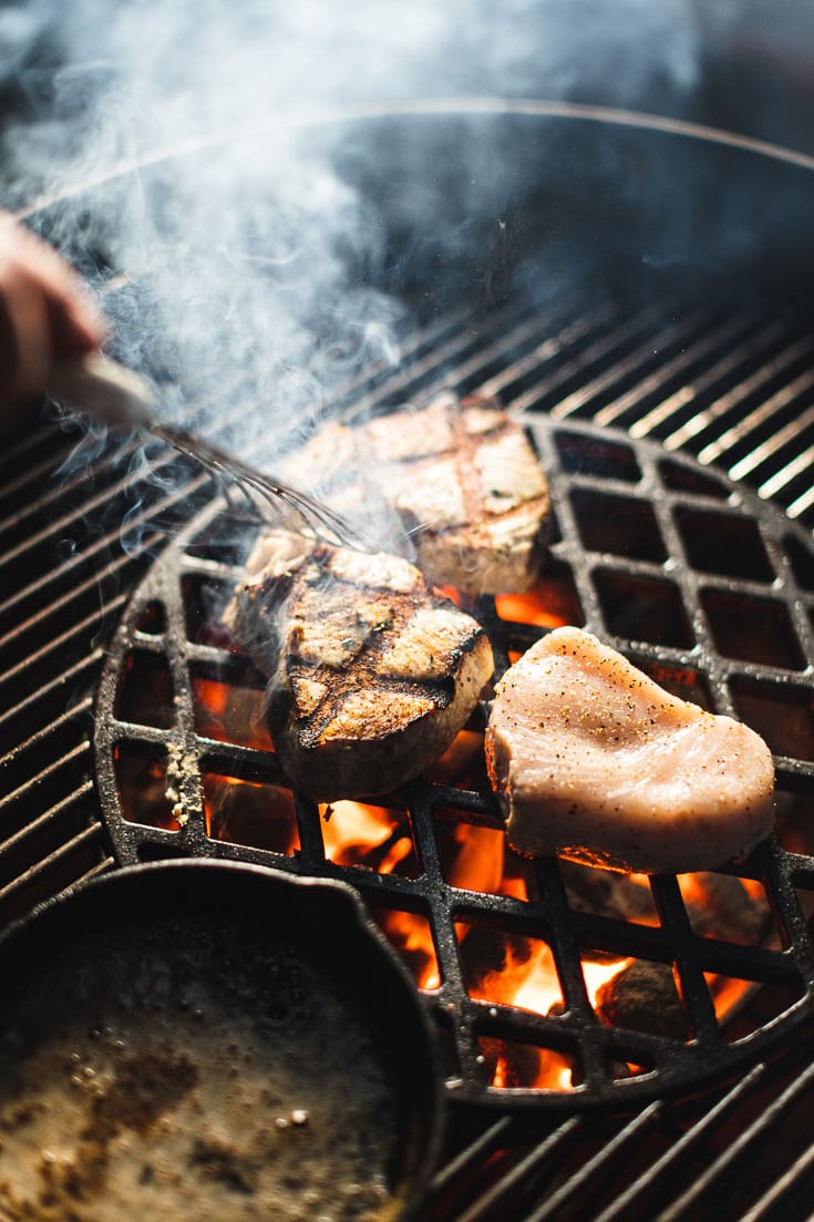 turning swordfish steaks on the grill