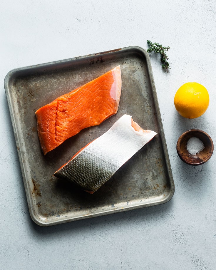 wild salmon on sheet pan